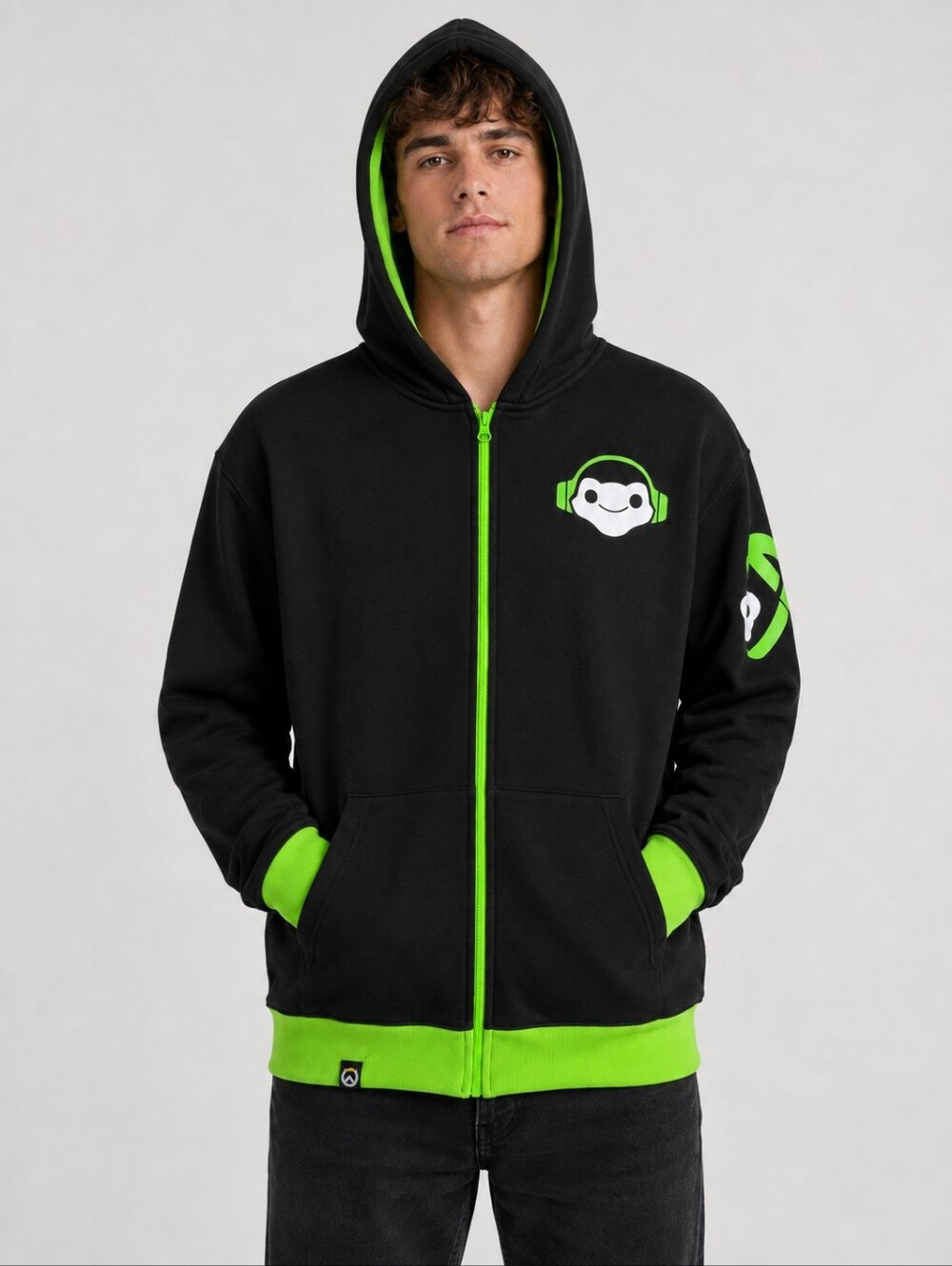 J!NX Blizzard Entertainment Black Neon Green Zip Hoodie Men’s M